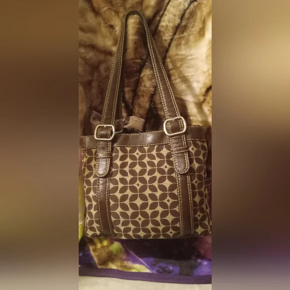Fossil Brown And Cream Shoulder Bag EUC